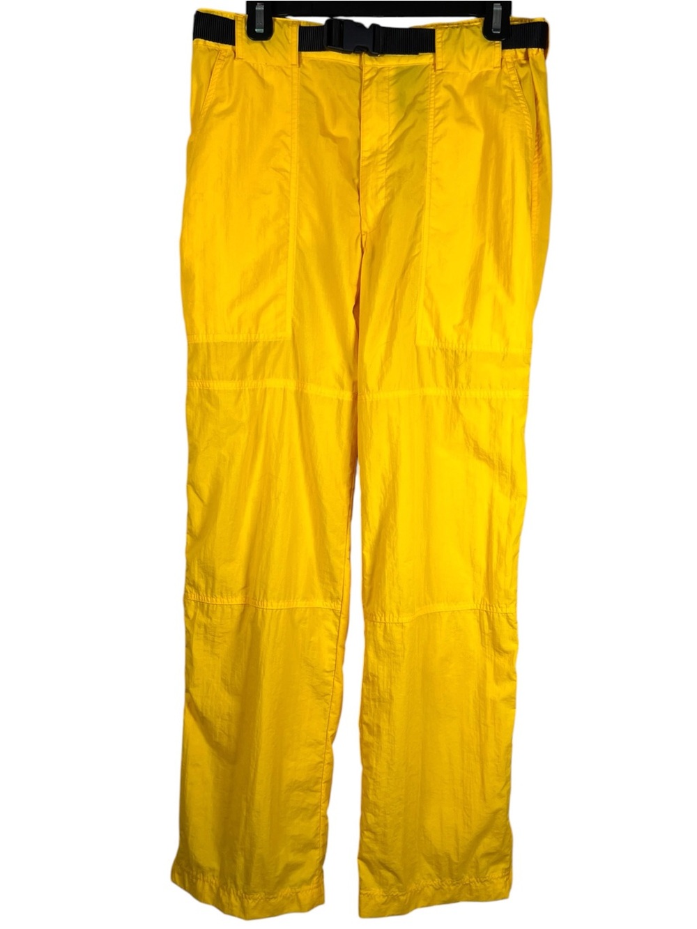 VTG Polo Sport Ralph Lauren Nylon Pants Men L Yellow Belted Pockets 90s Y2K Frat